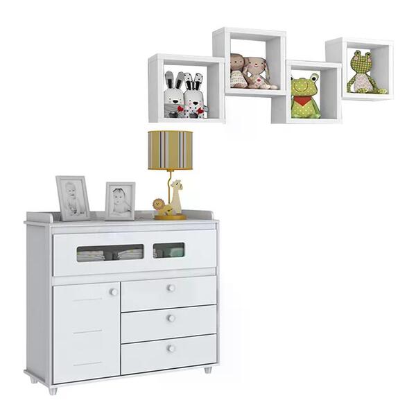 Cômoda Aquarela Com 4 Nichos Aquarela - Móveis Henn