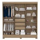 Cômoda Astral E Guarda Roupa Casal Prático Amêndola Touch Com