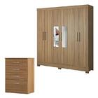 Cômoda Astral E Guarda Roupa Casal Prático Amêndola Touch Com