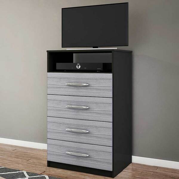 Cômoda Atenas 4 Gavetas - Poliman - Preto / Cinza