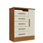 Cômoda Aurora 1 Porta 5 Gavetas Cinamomo/ Off White - Rodial