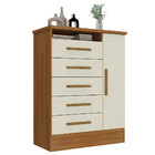 Cômoda Aurora 1 Porta 5 Gavetas Cinamomo/ Off White - Rodial