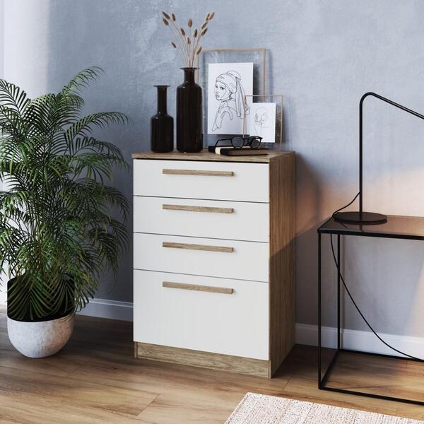 Cômoda Balcão Gaveteiro Mesa De Cabeceira Ipê 4 Gavetas Quart