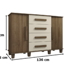 Cômoda Barcelona Freijó Com Off White - Rv Móveis