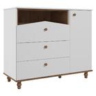 Comoda Bebê Branca Marrom Infantil Mdf Pés Madeira 3 Gavetas