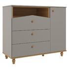 Comoda Bebê Fendi Nature Infantil Mdf Pés Madeira 3 Gavetas C