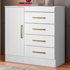 Cômoda Berlim 1 Porta 4 Gavetas Flex Branco/rosa - Pnr Móveis