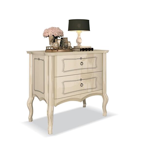 Cômoda Bombe Retrô Pé Madeira 2 Gavetas Império