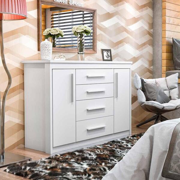 Cômoda Branca 4 Gavetas Com Sapateira Elegance 2088 Batrol