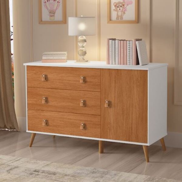 Comoda Branca Nature Mdf Taty Quarto Casal