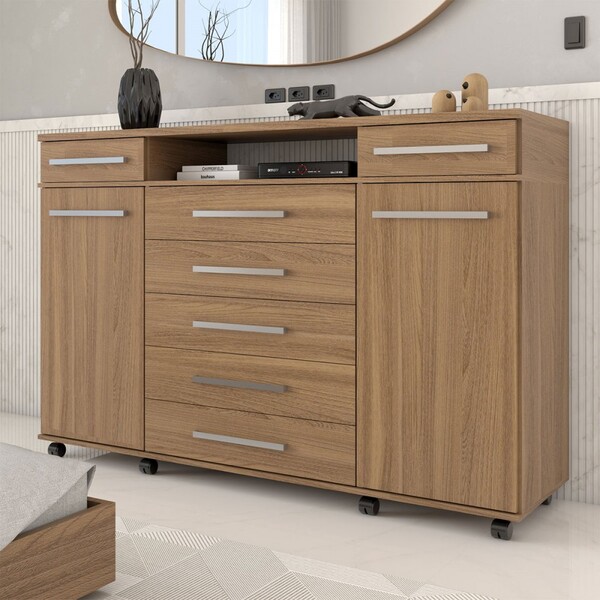 Cômoda Buenos Aires 7 Gavetas Amêndola Touch - Panorama Móveis