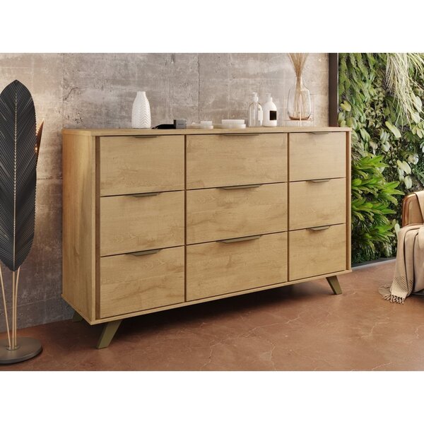 Cômoda Buffet 9 Gavetas Olimpia Zurique  Amêndoa