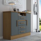 Cômoda Canadá 2 Portas 4 Gavetas Cinamomo/chumbo - Pnr Móveis