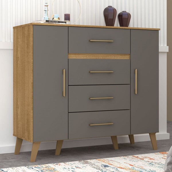 Cômoda Capri 2 Portas 4 Gavetas Nature/alaska - Panorama Móve