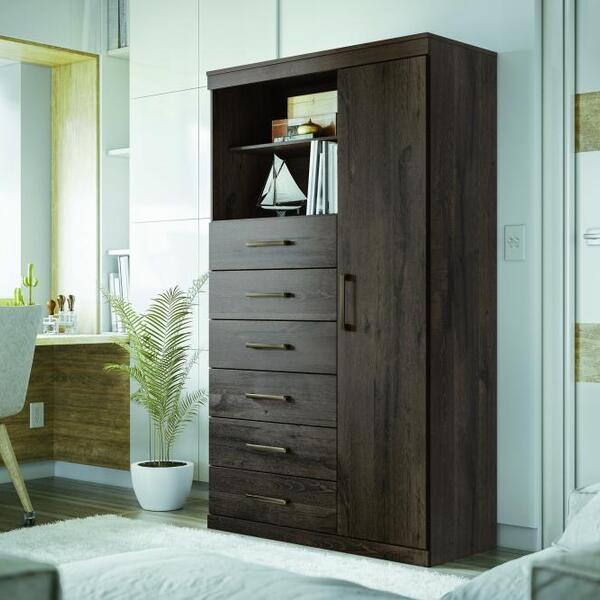 Cômoda Casal Marabá 1.6 C/ 1 Porta 2 Nichos E 6 Gavetas Ébano