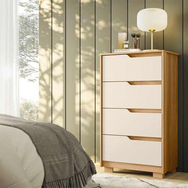 Cômoda Castelo 4 Gavetas Carvalho Grife Off White Vistas Flex