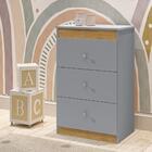 Cômoda Catatau Infantil Com 3 Gavetas 91cm Cinza/nature Flex