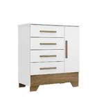 Cômoda Catavento 1 Porta 4 Gavetas Branco/ Nature - Rodial