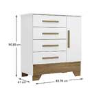 Cômoda Catavento 1 Porta 4 Gavetas Branco/ Nature - Rodial