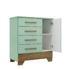Cômoda Catavento 1 Porta 4 Gavetas Verde/ Nature - Rodial