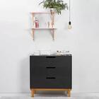 Cômoda Cavaletto - Azul Petróleo E Madeira Castanha