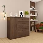 Cômoda Chicago 1 Porta 4 Gavetas Tcil Cacau