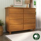 Cômoda Classic 8 Gavetas Madeira Maciça Mogno Mel