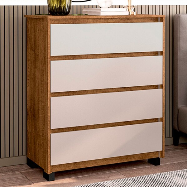 Cômoda Coimbra 4 Gavetas Freijó/off White - Politorno Móveis