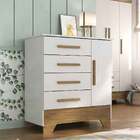 Cômoda Colorir 1 Porta 4 Gavetas Branco/ Nature - Moville