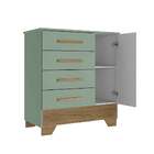 Cômoda Colorir 1 Porta 4 Gavetas Verde/ Nature - Moville