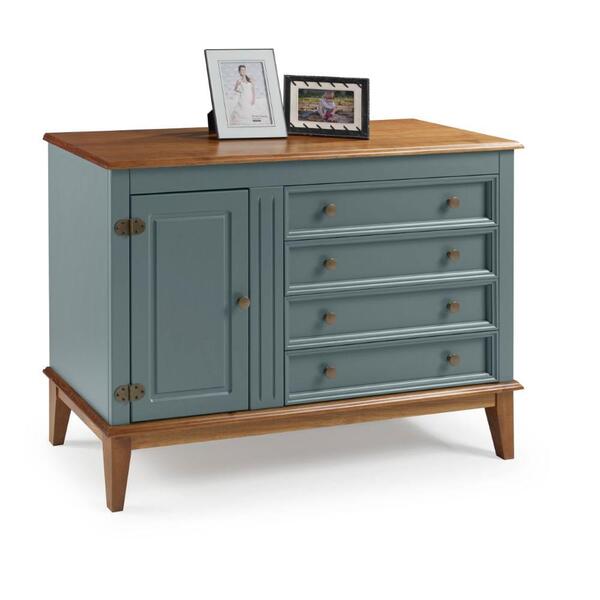 Cômoda Com 04 Gavetas E 01 Porta Cinza E Amêndoa