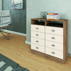 Cômoda Com 08 Gavetas E 02 Nichos Manaus Amêndoa/off White