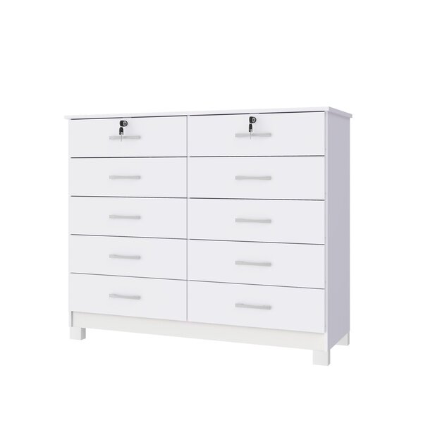 Cômoda Com 10 Gavetas E 2 Chave Lucca Branco