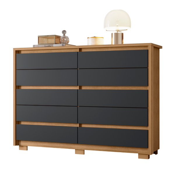 Cômoda Com 10 Gavetas Loanda Nature Titanium