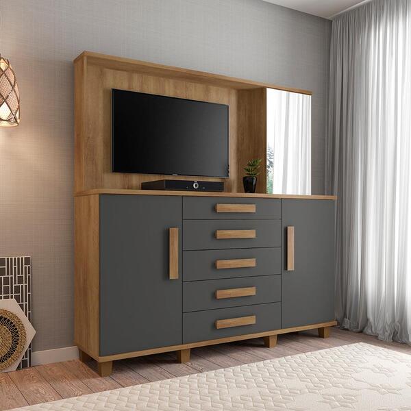 Cômoda Com 2 Portas Baden Cinamomo Grafite