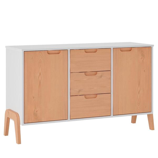 Comoda Com 2 Portas E 3 Gavetas Bf1005 Branco Pinus Hec