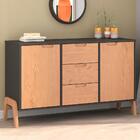 Comoda Com 2 Portas E 3 Gavetas Bf1005 Grafite Pinus Hec