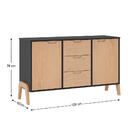 Cômoda Com 2 Portas E 3 Gavetas - Grafite/pinus