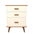 Cômoda Com 3 Gavetas Fox Off White E Nature Pés Palito Retrô