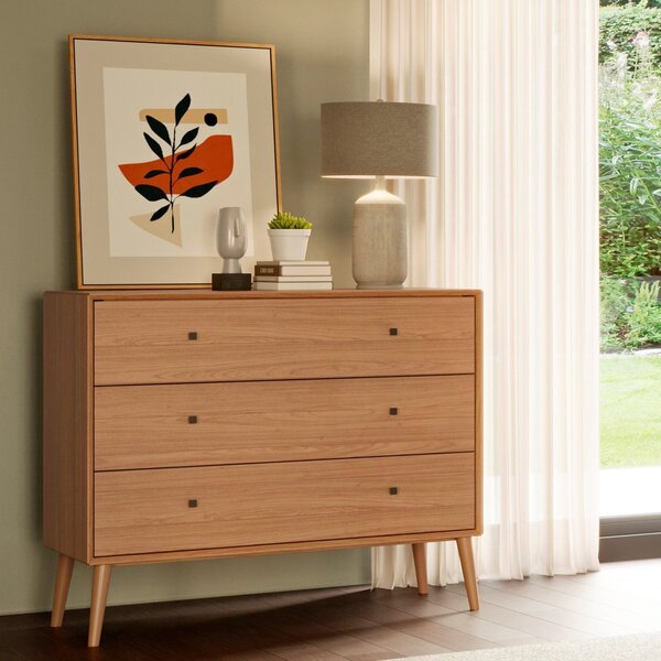 Cômoda Com 3 Gavetas Retrô 95x110cm Nature  Freijó/madeirado