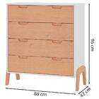 Comoda Com 4 Gavetas Bf1004 Branco Pinus Hec