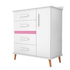 Cômoda Com 4 Gavetas E 1 Porta Com 4 Pés Retrô Olivia 85x123c