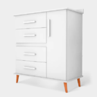 Cômoda Com 4 Gavetas E 1 Porta Com 4 Pés Retrô Olivia 85x123c