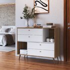 Cômoda Com 4 Gavetas E 2 Nichos 110cm Bege/branco