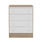 Cômoda Com 4 Gavetas Frozen Carvalho Branco Tana Decor