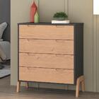 Cômoda Com 4 Gavetas - Grafite/pinus