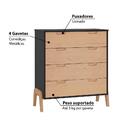 Cômoda Com 4 Gavetas - Grafite/pinus