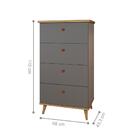 Cômoda Com 4 Gavetas Hirakata Ônix Mel