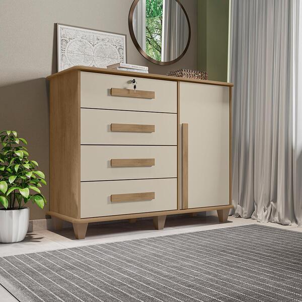 Cômoda Com 4 Gavetas Lyon Cinamomo Off White