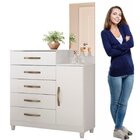 Cômoda Com 5 Gavetas 1 Porta Espelho Lisboa Moval Branco